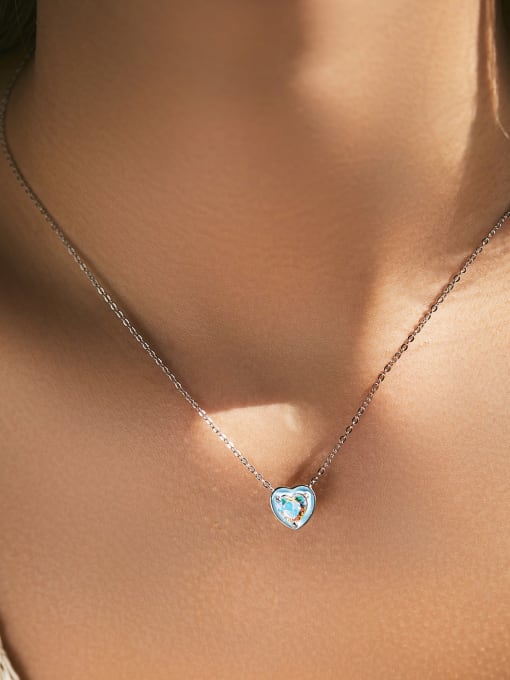 MODN 925 Sterling Silver Cubic Zirconia Heart Dainty Necklace 1
