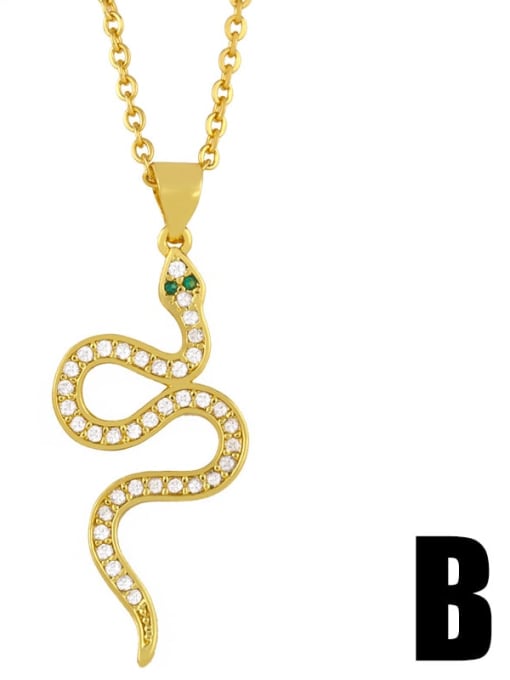 B Brass Cubic Zirconia Snake Vintage Necklace