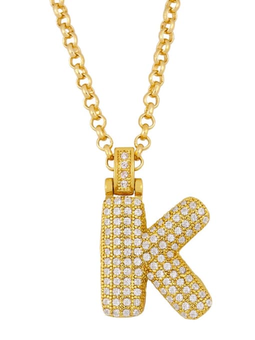 K Brass Cubic Zirconia Letter Ethnic Necklace