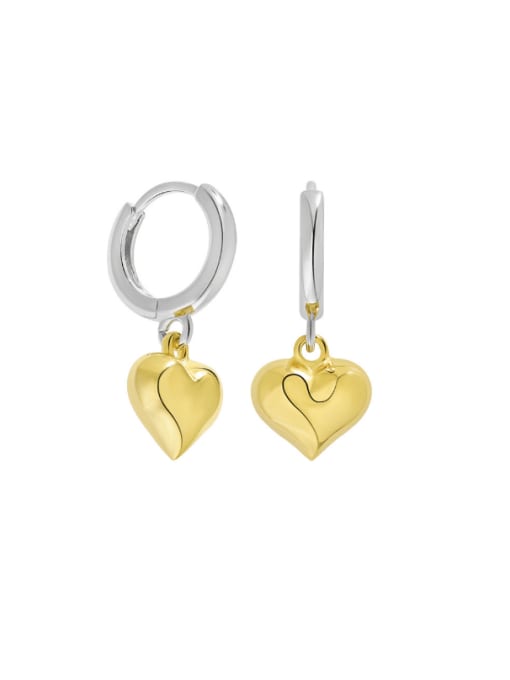 Platinum +18K Gold 925 Sterling Silver Heart Minimalist Huggie Earring