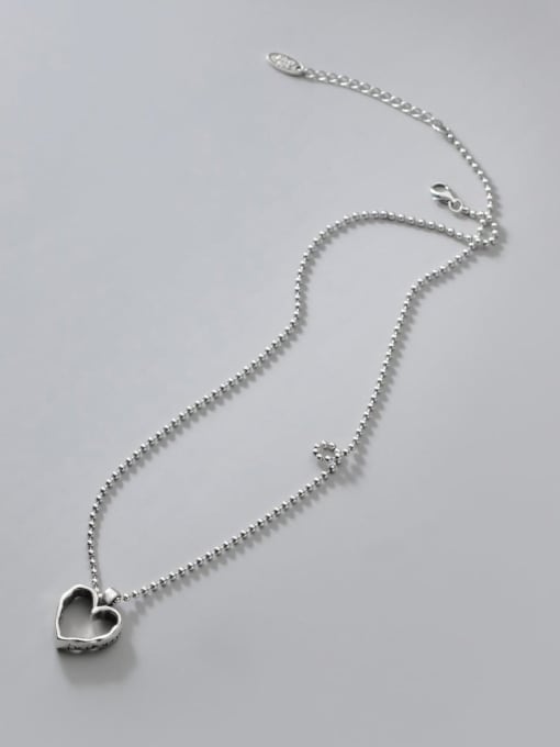 Rosh 925 Sterling Silver Heart Minimalist Beaded Necklace 0