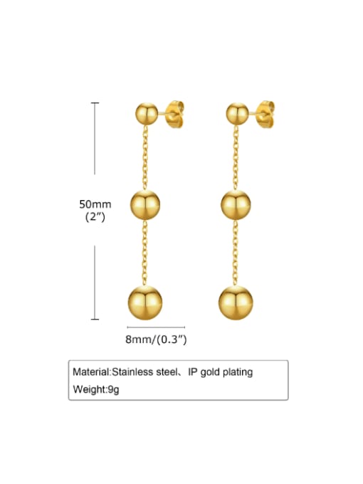 golden Stainless steel Bead Tassel Minimalist Drop Earring