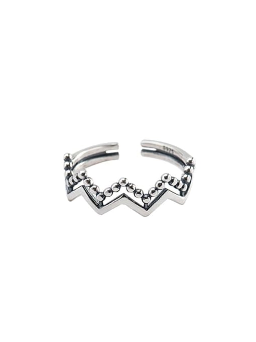 XBOX 925 Sterling Silver Bead  Retro wave double layer Stackable Ring 0