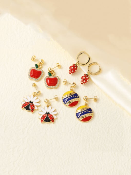 CC Brass Enamel Insect Hip Hop Huggie Earring 0
