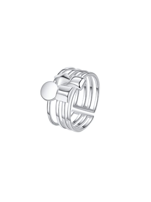 KDP-Silver 925 Sterling Silver Geometric Hip Hop Stackable Ring 0