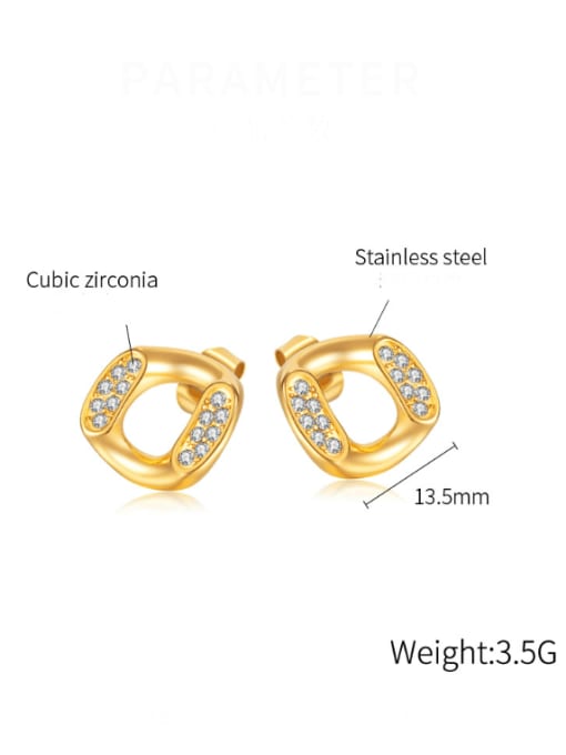 Open Sky Titanium Steel Rhinestone Geometric Minimalist Stud Earring 3