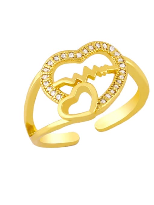 CC Brass Cubic Zirconia Heart Vintage Band Ring 1