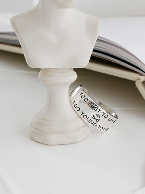 DAKA 925 Sterling Silver Letter Minimalist Free Size  Band Ring 1