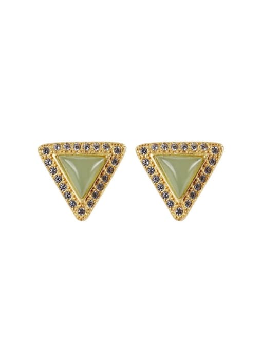 DEER 925 Sterling Silver Jade Triangle Minimalist Stud Earring 0