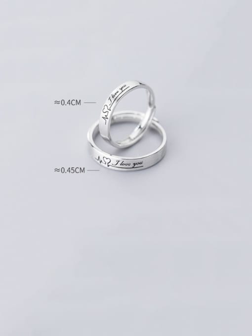 Rosh 925 Sterling Silver With Platinum Plating  Letter I LOVE UJ Couple Rings 2