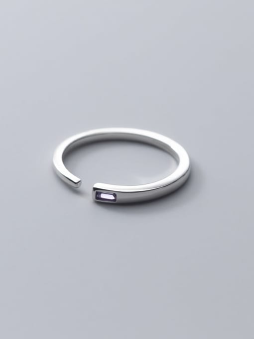 Rosh 925 Sterling Silver Glass Stone Geometric Minimalist Band Ring 2