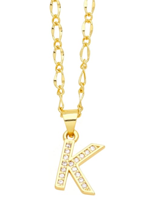 K Brass Cubic Zirconia Letter Hip Hop Necklace