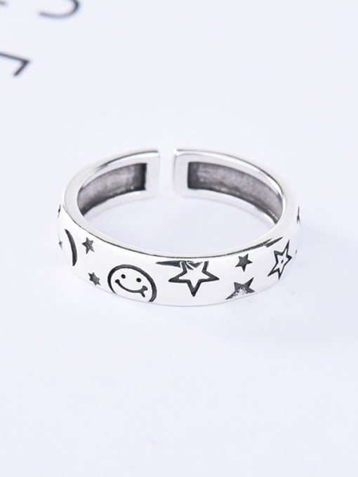XBOX 925 Sterling Silver Star Smiley Vintage Band Ring 3