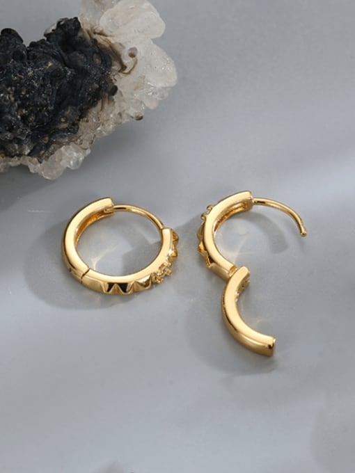 Gold zircon earrings Brass Cubic Zirconia Geometric Vintage Huggie Earring