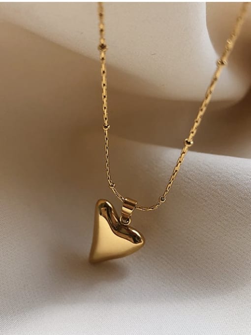 A TEEM Titanium Steel Smooth Heart Minimalist Pendant Necklace 2