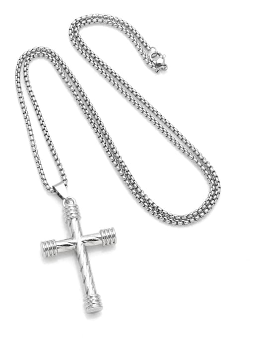 CC Stainless steel Chain Alloy Pendant  Cross Hip Hop Long Strand Necklace 2