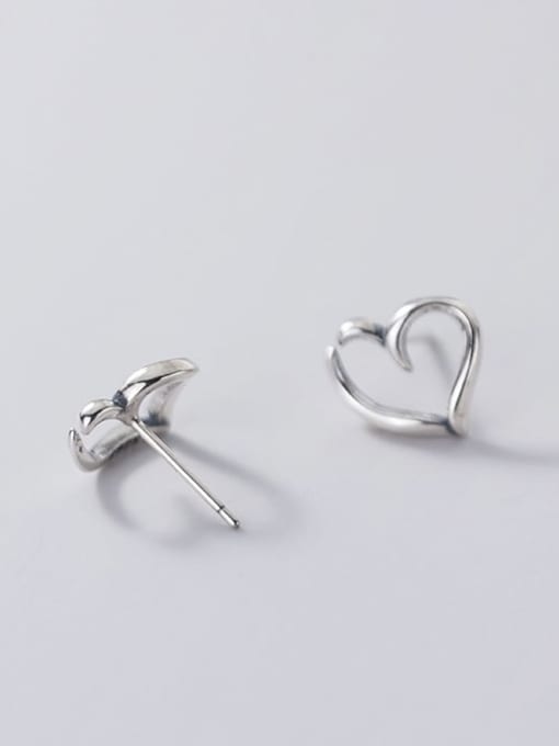 Rosh 925 Sterling Silver Hollow Heart Minimalist Stud Earring 3