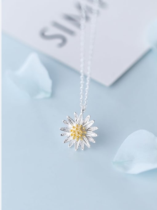Rosh 925 Sterling Silver Simple flower pendant Necklace 2