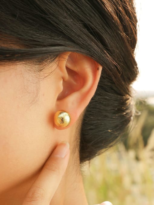 CONG Brass Round Ball Minimalist Stud Earring 1