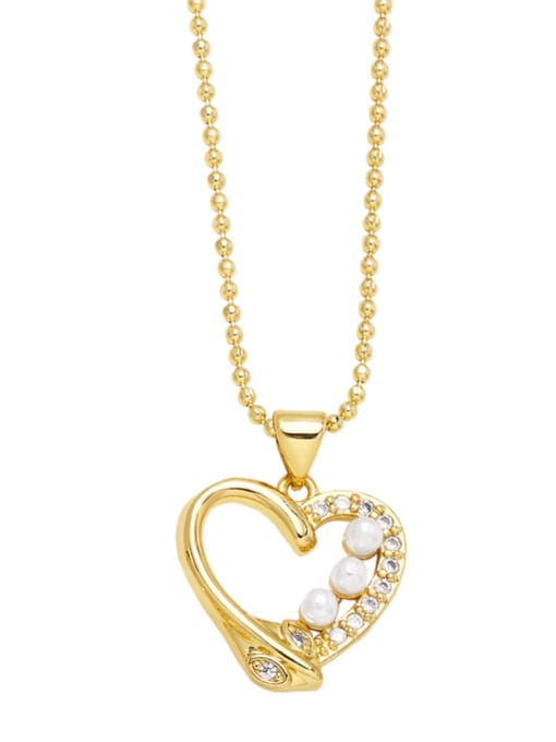 C Brass Imitation Pearl Heart Trend Necklace