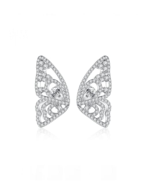 E22090306 Brass Cubic Zirconia Butterfly Luxury Stud Earring