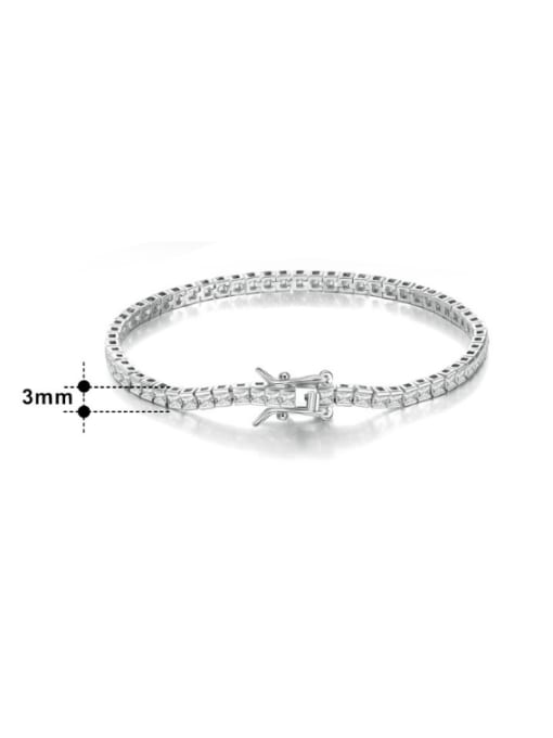 RINNTIN 925 Sterling Silver Cubic Zirconia Geometric Minimalist Adjustable Bracelet 2