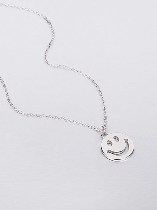 HAHN 925 Sterling Silver Smiley  Minimalist Pendant Necklace 0