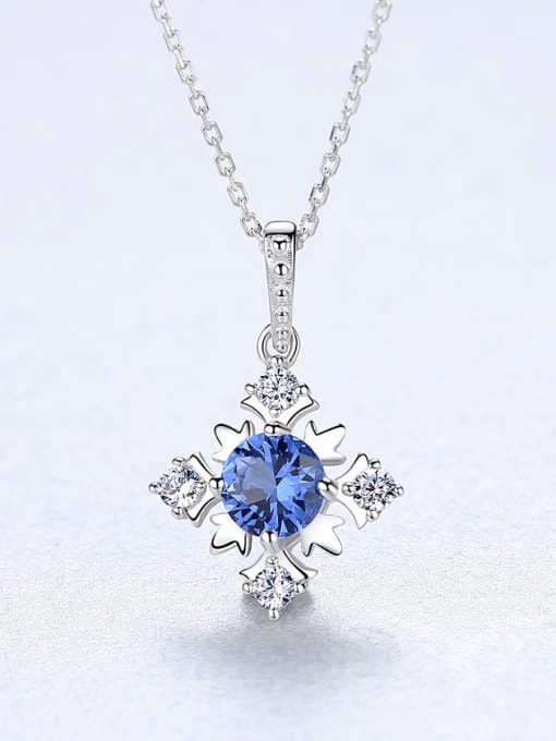CCUI 925 Sterling Silver Cubic Zirconia Simple cross flower pendant Necklace 2