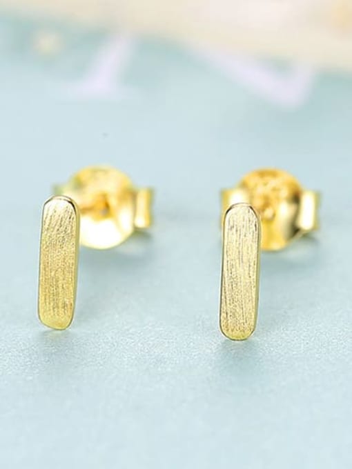 Golden 24F06 925 Sterling Silver Smooth Square Minimalist Stud Earring