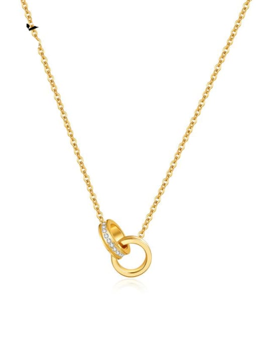 Open Sky Titanium Steel Cubic Zirconia Geometric Minimalist Necklace