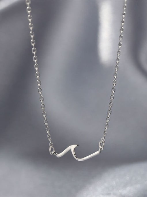 Rosh 925 Sterling Silver Irregular Line  Minimalist Necklace