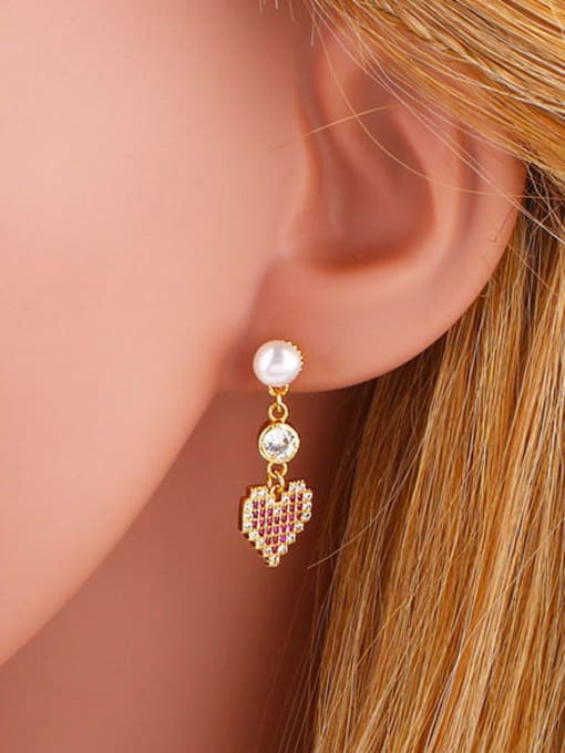 CC Brass Cubic Zirconia Heart Bohemia Huggie Earring 1