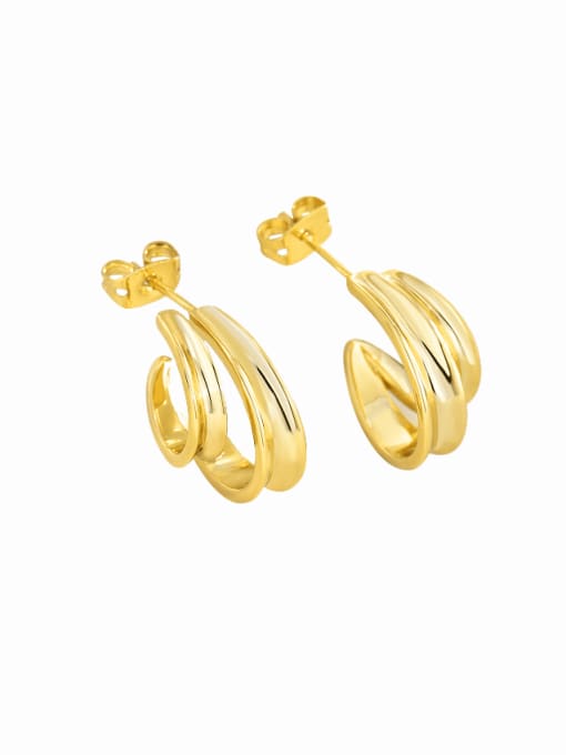 CHARME Brass Geometric Minimalist Arc Glossy Stud Earring