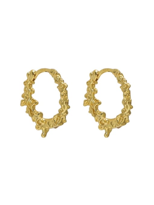 18K Gold 925 Sterling Silver Geometric Vintage Huggie Earring
