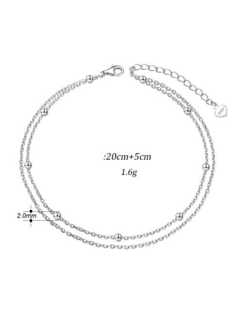 RINNTIN 925 Sterling Silver Minimalist Double Layer Chain Anklet 2