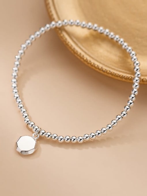 Rosh 925 Sterling Silver Smooth Bead Geometric Minimalist Beaded Bracelet 1