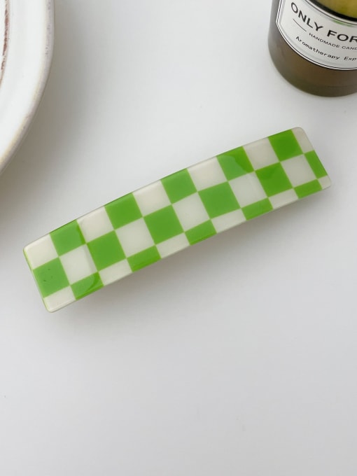 Green white grid 10.5cm Alloy PVC Trend Geometric  Hair Barrette