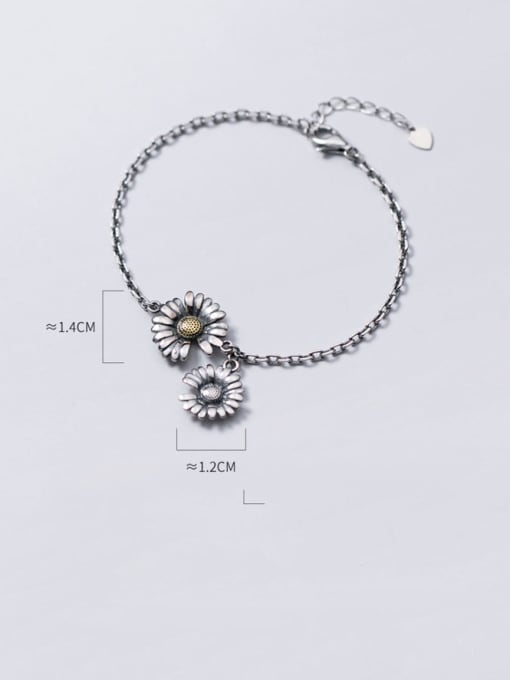 Rosh 925 Sterling Silver Enamel Flower Vintage Link Bracelet 1
