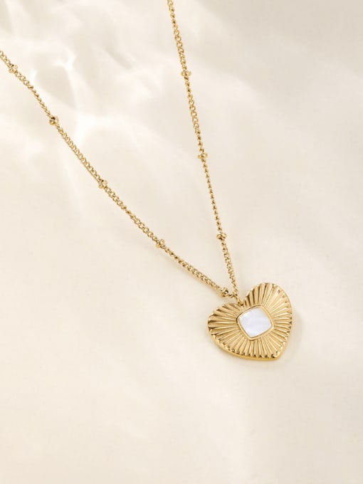 18K gold Titanium Steel Shell Heart Minimalist Necklace