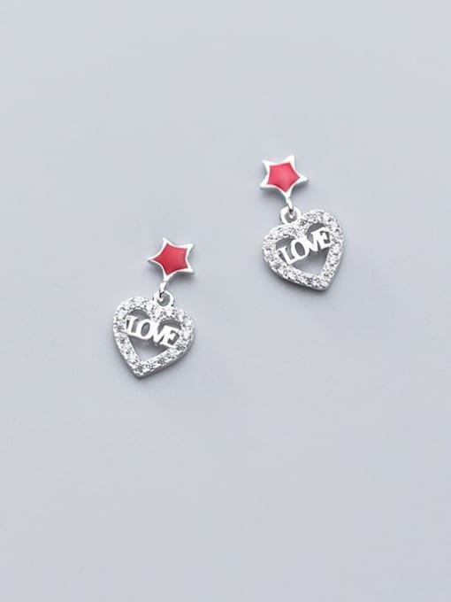 Rosh 925 Sterling Silver Cubic Zirconia Heart Minimalist Stud Earring 2
