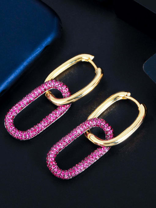 U-shape Brass Cubic Zirconia Geometric Luxury Stud Earring