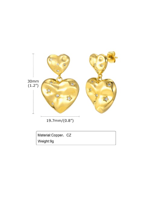 CONG Brass Heart Minimalist Drop Earring 2