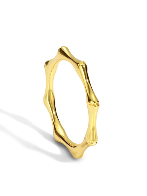 Golden bamboo ring Brass Smooth Geometric Minimalist Band Ring
