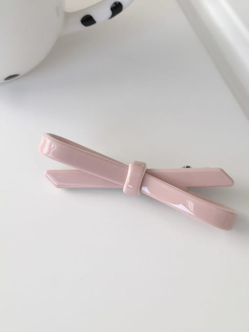 Pink and white edge Cellulose Acetate  Alloy  Cute Bowknot Hair Barrette Duckbill Clip