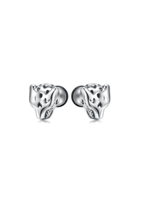 784 steel earrings Titanium Steel Leopard Head Hip Hop Stud Earring