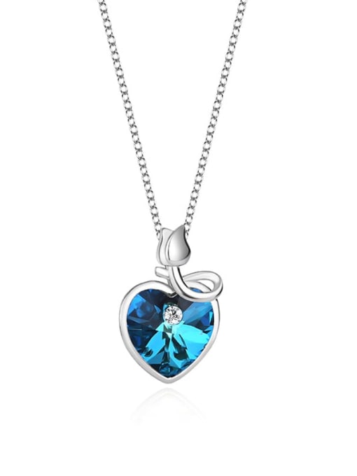 JYXZ 020 (Gradient Blue) 925 Sterling Silver Austrian Crystal Heart Classic Necklace