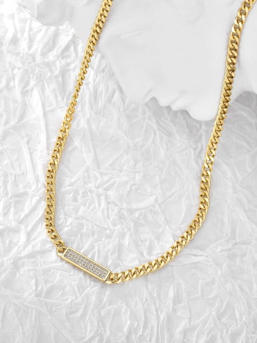 CHARME Brass Cubic Zirconia Geometric Vintage  Hollow Chain Necklace 2
