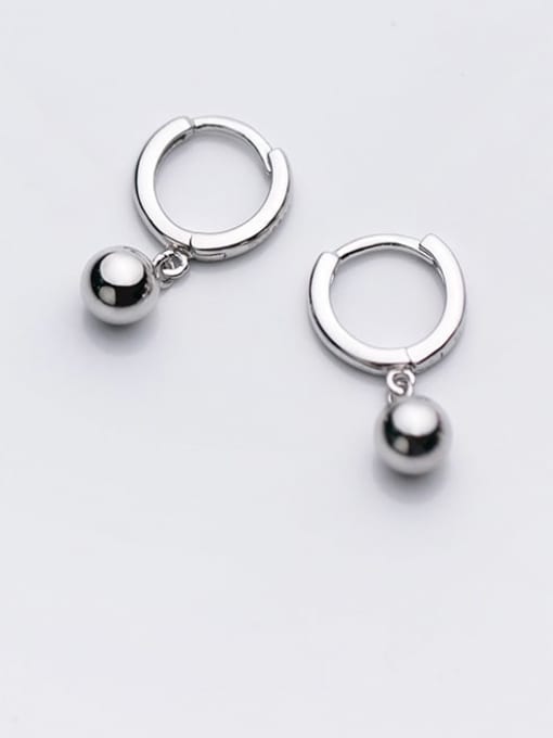 Rosh 925 Sterling Silver Bead Round Minimalist Huggie Earring 1