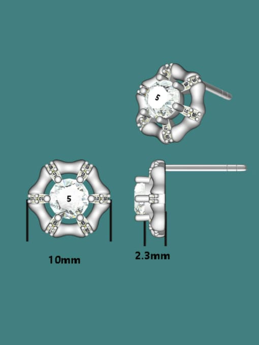 Dan 925 Sterling Silver Cubic Zirconia Geometric Minimalist Stud Earring 2