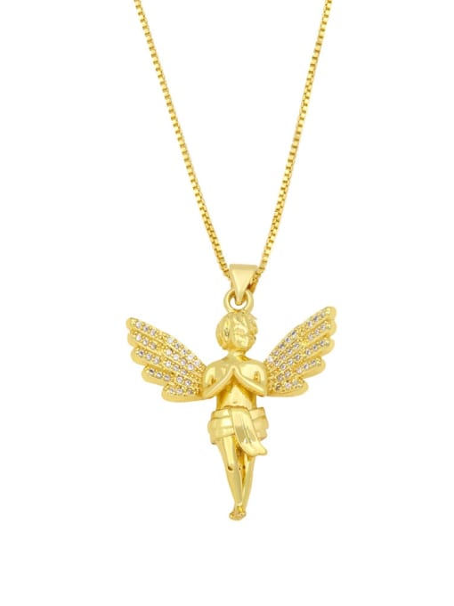 CC Brass Cubic Zirconia Angel Hip Hop Necklace 0